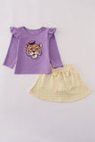 Purple LSU applique bow skorts set - Aaria Tees Aaria Tees