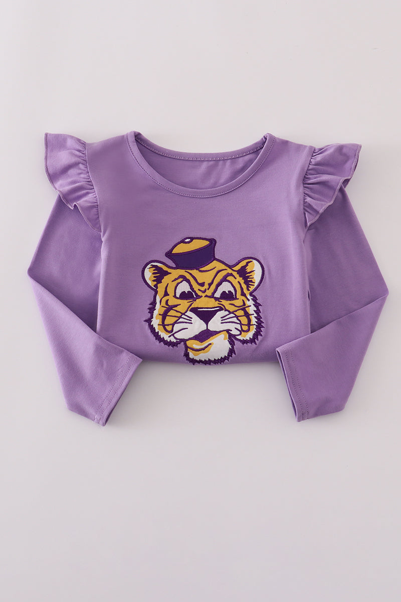Purple LSU applique bow skorts set - Aaria Tees Aaria Tees