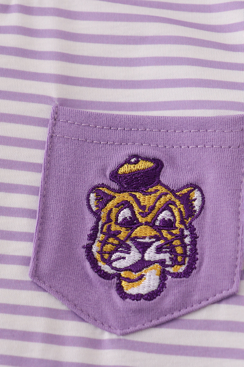 Purple LSU embroidery stripe top - Aaria Tees Aaria Tees
