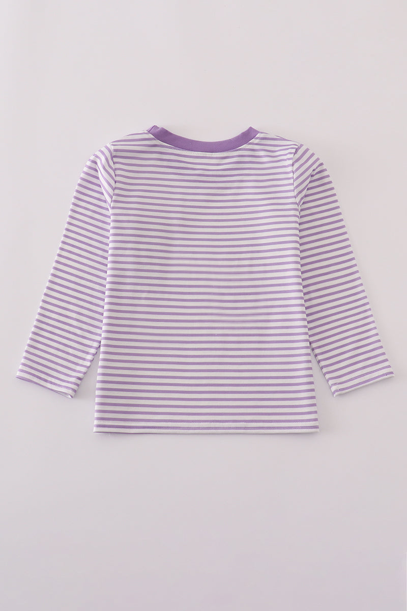 Purple LSU embroidery stripe top - Aaria Tees Aaria Tees