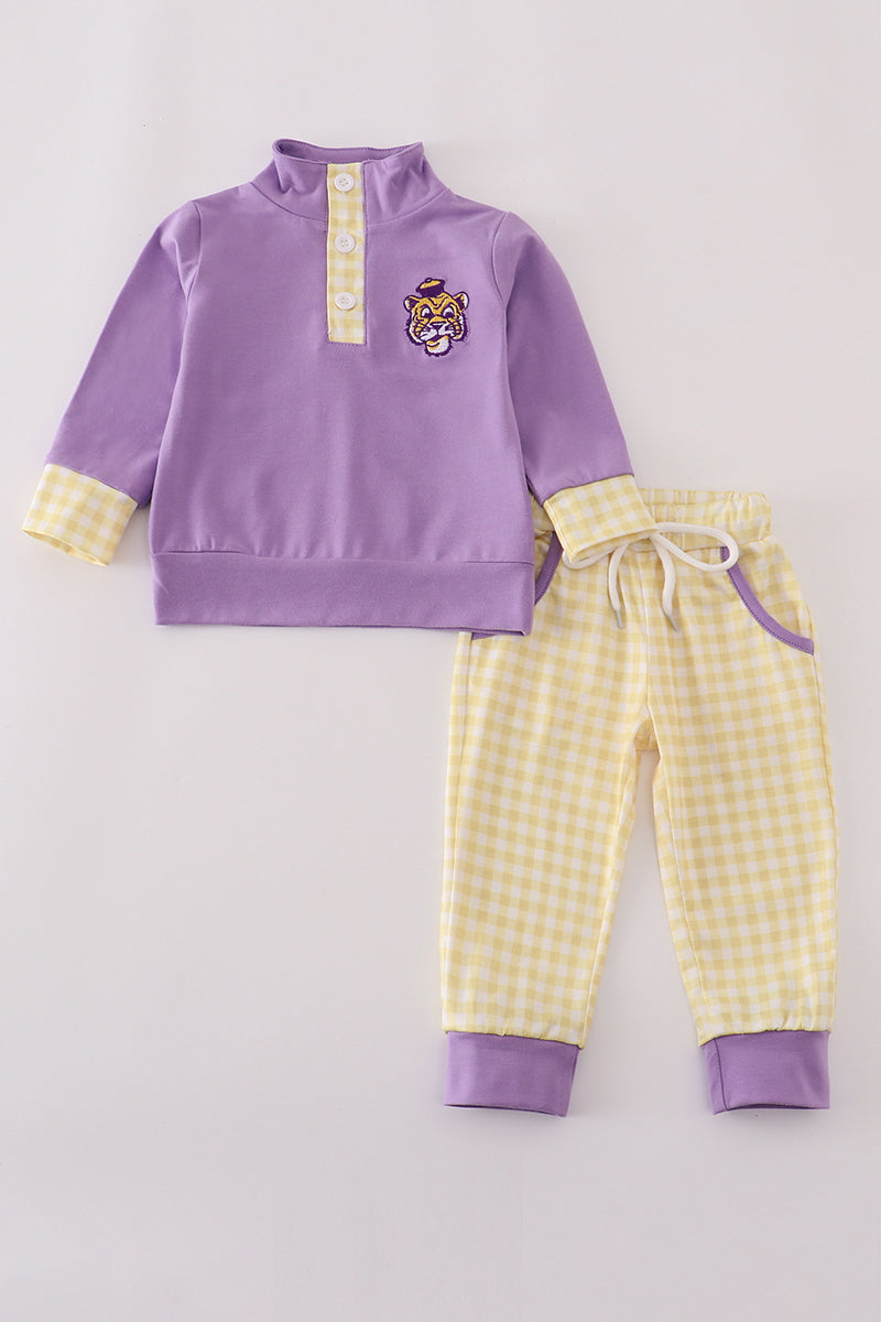 Purple LSU embroidery pants set - Aaria Tees Aaria Tees