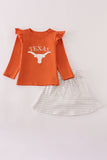 Rust Texas embroidery bow skorts set - Aaria Tees Aaria Tees