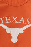 Rust Texas embroidery bow skorts set - Aaria Tees Aaria Tees