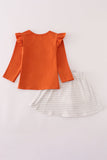 Rust Texas embroidery bow skorts set - Aaria Tees Aaria Tees