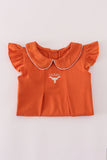 Rust Texas embroidery ruffle pants set - Aaria Tees Aaria Tees