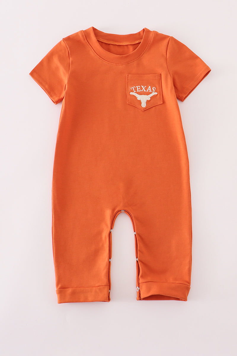 Rust Texas embroidery romper - Aaria Tees Aaria Tees