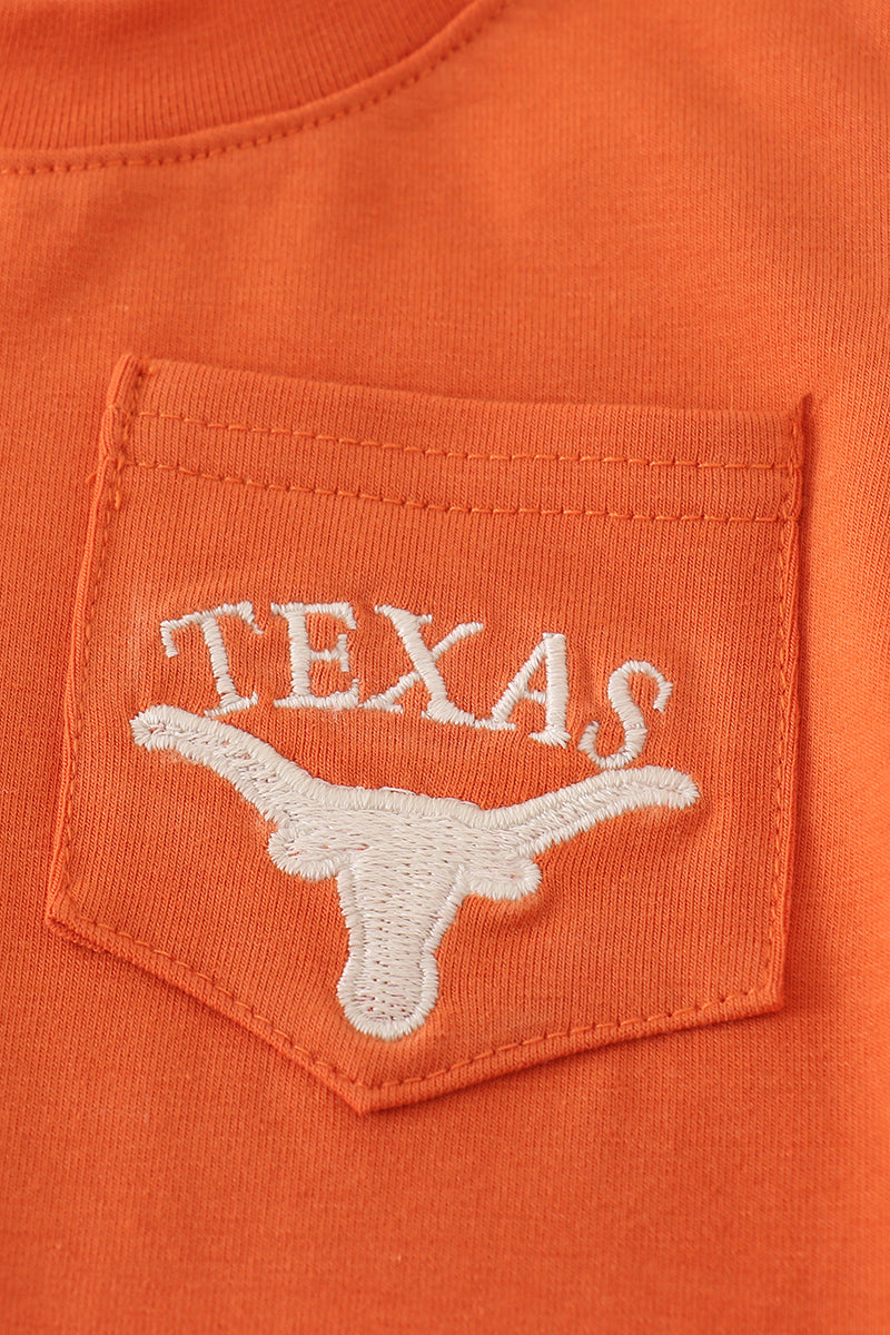 Rust Texas embroidery romper - Aaria Tees Aaria Tees