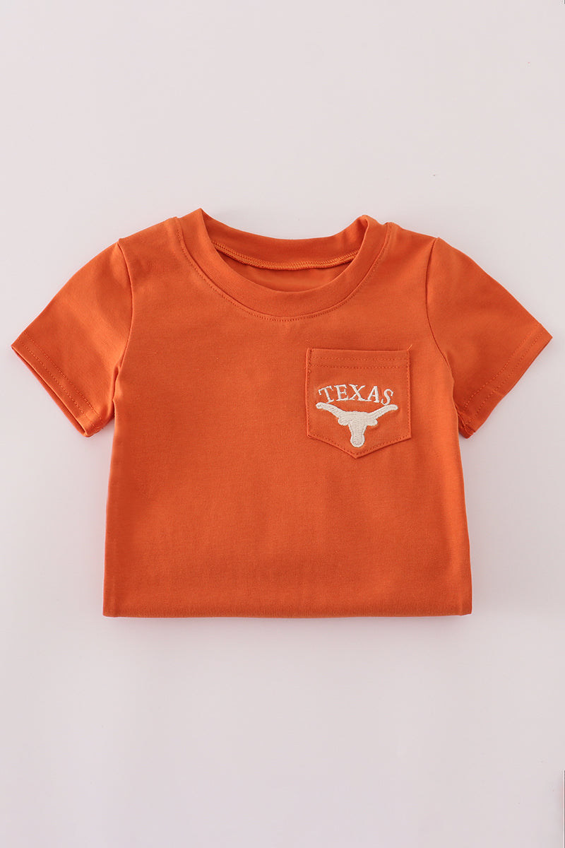 Rust Texas embroidery romper - Aaria Tees Aaria Tees