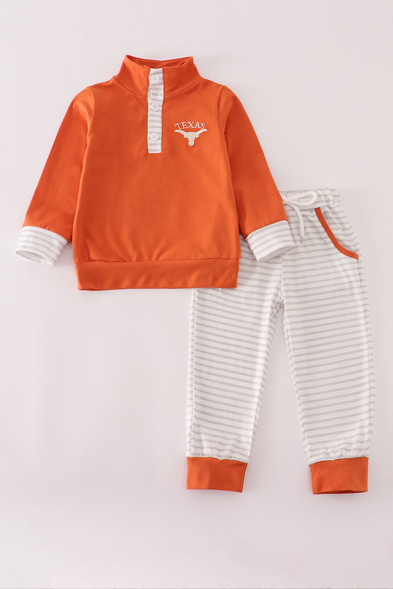 Rust Texas embroidery pants set - Aaria Tees Aaria Tees