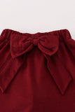 Maroon Mississippi embroidery bow skorts set - Aaria Tees Aaria Tees