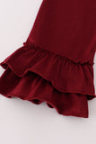 Maroon Mississippi embroidery ruffle pants set - Aaria Tees Aaria Tees