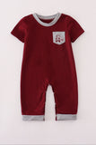 Maroon Mississippi embroidery romper - Aaria Tees Aaria Tees