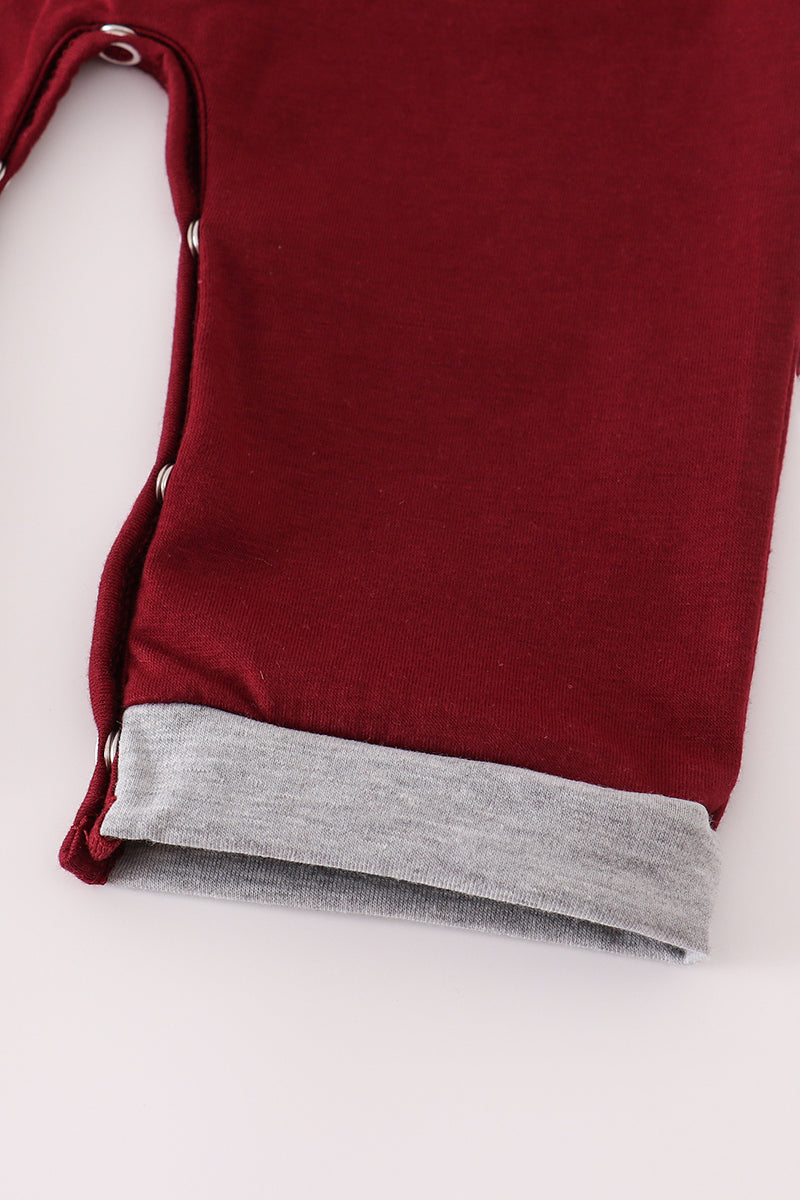 Maroon Mississippi embroidery romper - Aaria Tees Aaria Tees