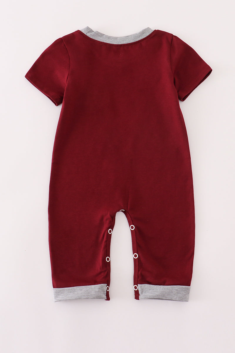 Maroon Mississippi embroidery romper - Aaria Tees Aaria Tees