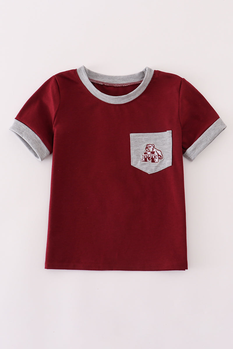 Maroon Mississippi embroidery top - Aaria Tees Aaria Tees