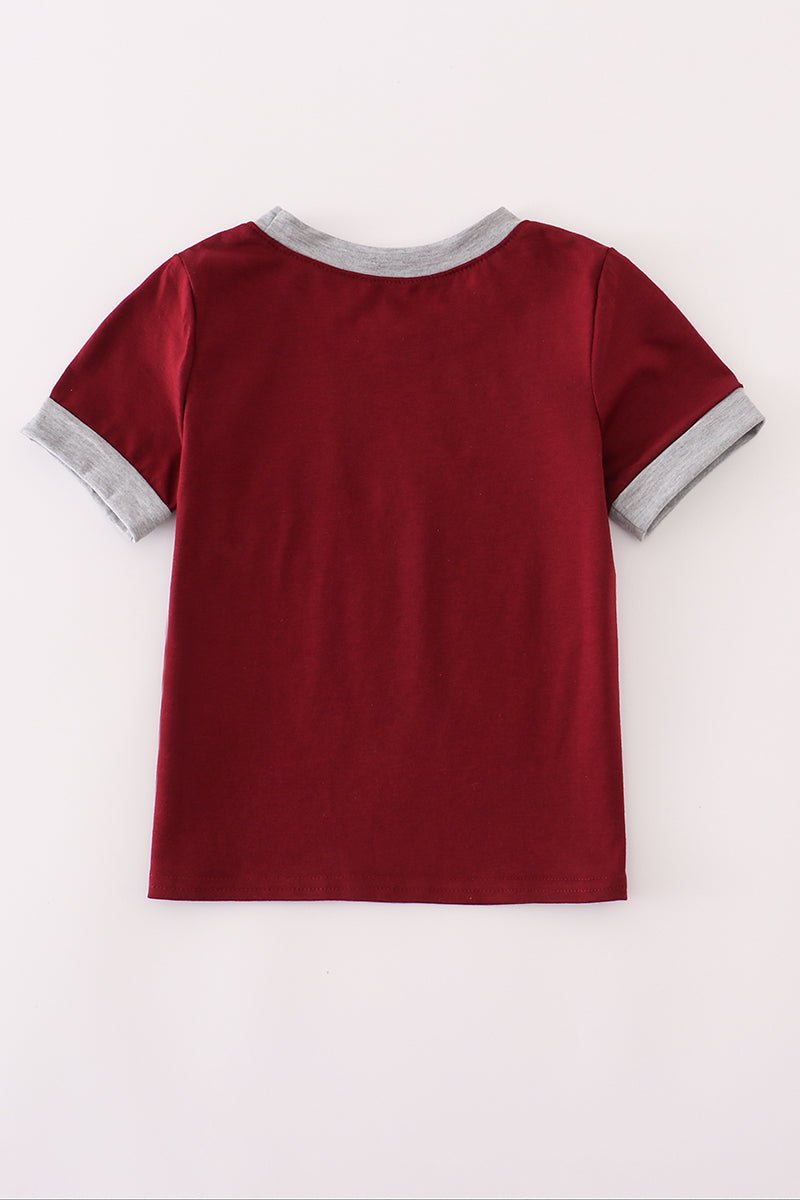 Maroon Mississippi embroidery top - Aaria Tees Aaria Tees