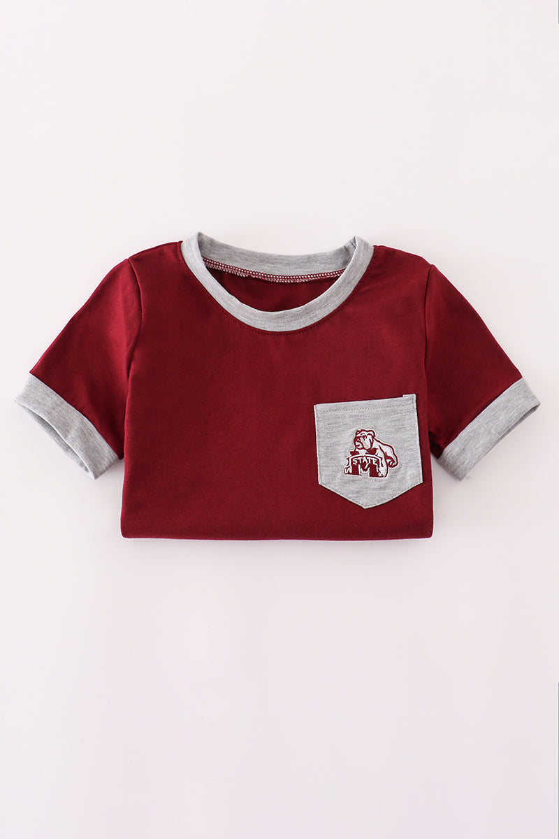 Maroon Mississippi embroidery top - Aaria Tees Aaria Tees