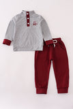 Maroon Mississippi embroidery pants set - Aaria Tees Aaria Tees
