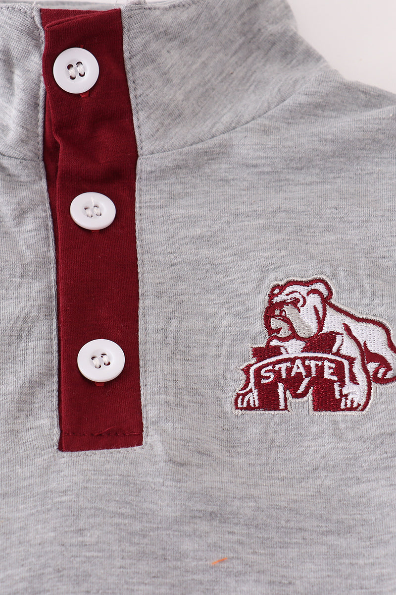 Maroon Mississippi embroidery pants set - Aaria Tees Aaria Tees