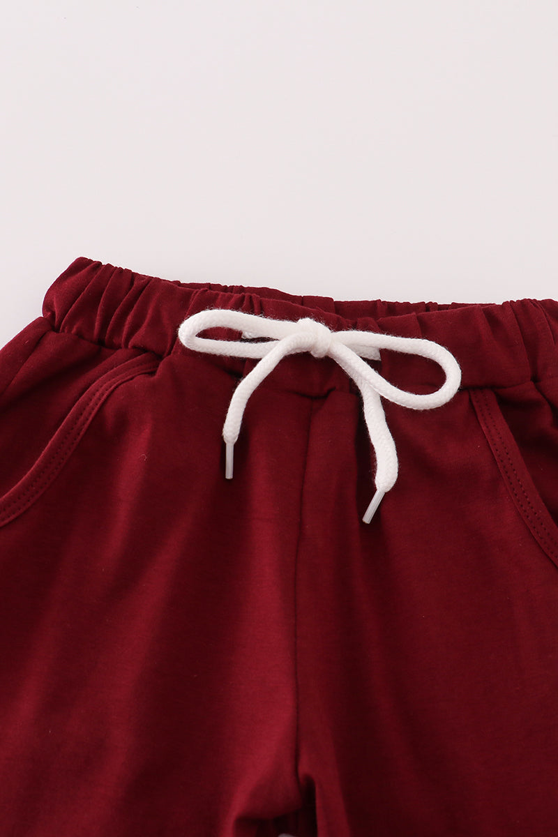 Maroon Mississippi embroidery pants set - Aaria Tees Aaria Tees
