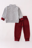 Maroon Mississippi embroidery pants set - Aaria Tees Aaria Tees