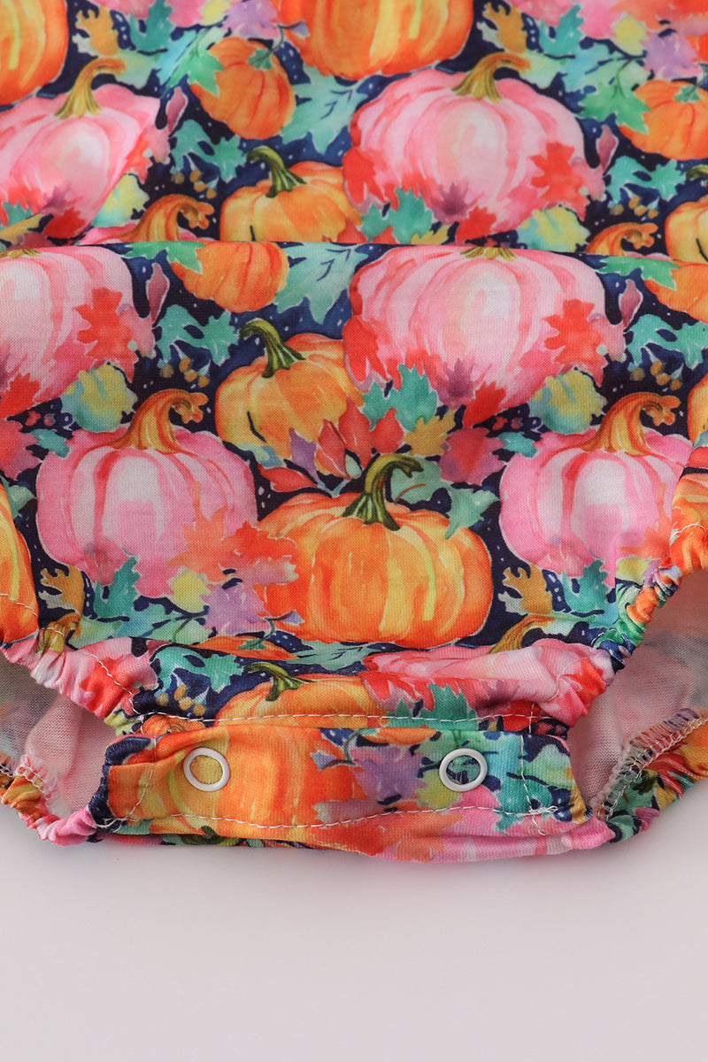 Pink pumpkin print ruffle bubble - Aaria Tees Aaria Tees
