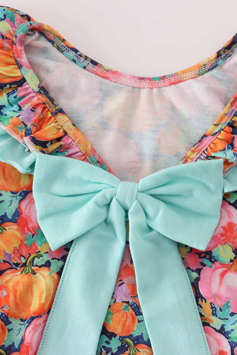 Pink pumpkin print ruffle bubble - Aaria Tees Aaria Tees
