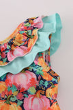 Pink pumpkin print ruffle bloomer set - Aaria Tees Aaria Tees