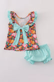 Pink pumpkin print ruffle bloomer set - Aaria Tees Aaria Tees
