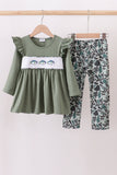 Camouflage fish embroidery ruffle pants set - Aaria Tees Aaria Tees