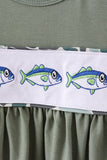 Camouflage fish embroidery ruffle pants set - Aaria Tees Aaria Tees