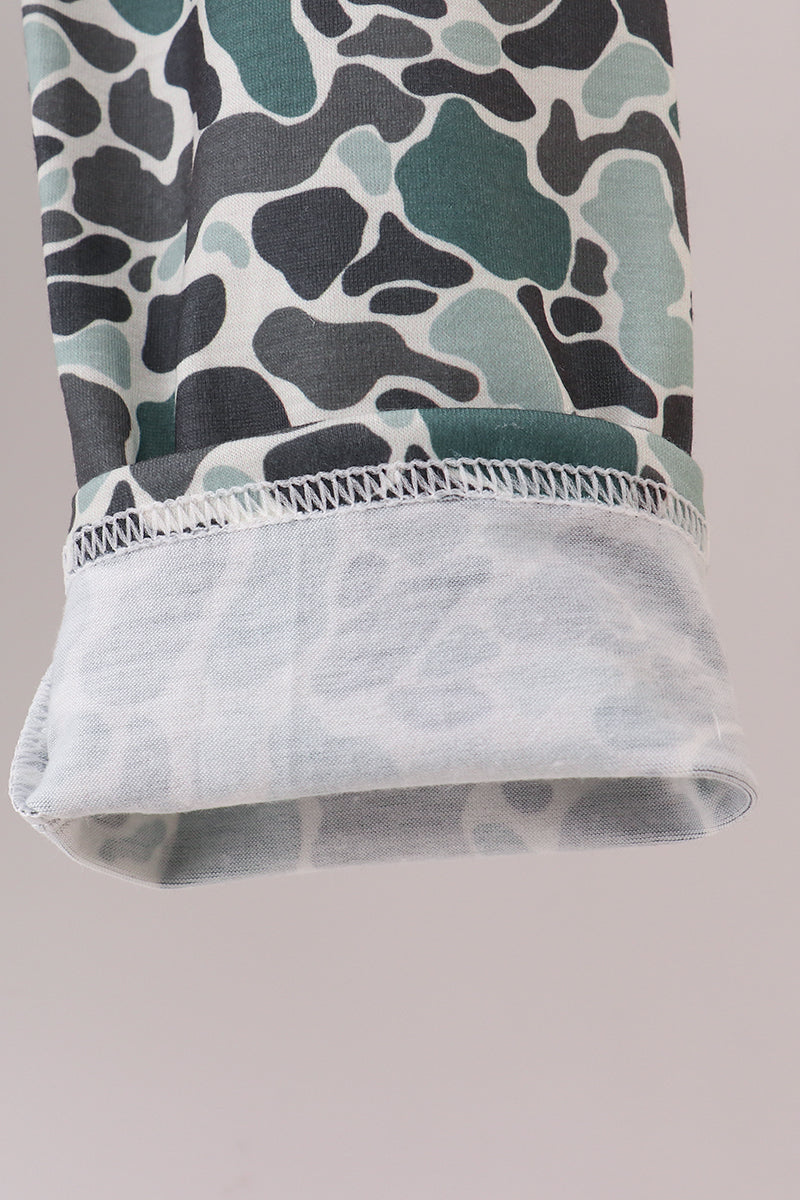 Camouflage fish embroidery ruffle pants set - Aaria Tees Aaria Tees