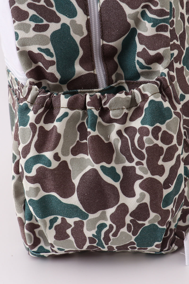 Camouflage fish embroidery canvas backpack - Aaria Tees Aaria Tees