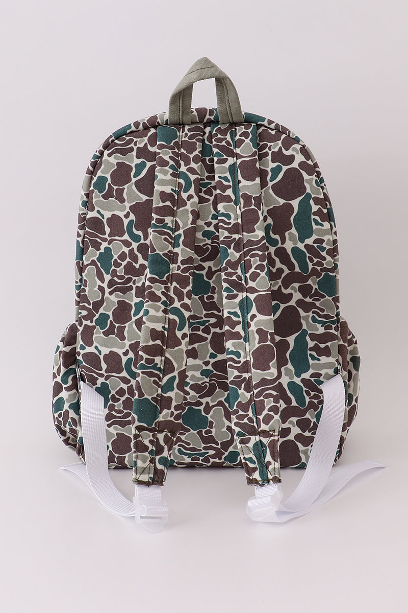 Camouflage fish embroidery canvas backpack - Aaria Tees Aaria Tees