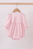 Pink plaid print turkey embroidery girl bubble - Aaria Tees Aaria Tees