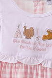Pink plaid print turkey embroidery girl set - Aaria Tees Aaria Tees