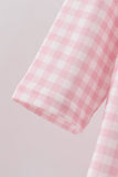 Pink plaid print turkey embroidery girl set - Aaria Tees Aaria Tees