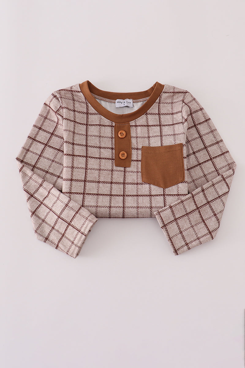 Brown plaid top - Aaria Tees Aaria Tees