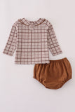 Brown plaid bloomer set Aaria Tees