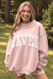 Gray Saved By Grace Embroidered Detail Letter Graphic High Neck Sweatshirt Aaria Tees