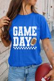 Dark Blue GAME DAY Checkered Print Rugby Graphic T Shirt - Aaria Tees Aaria Tees