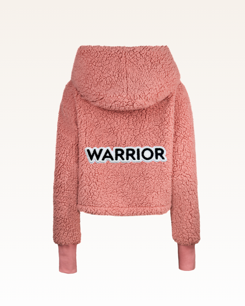 The Warrior Effect™ by Jill Martin Chenille Logo Cropped Sherpa Lounger Jacket - Aaria Tees Aaria Tees