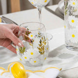 Daisy Painted Stemless Wine Glasses Aaria Tees
