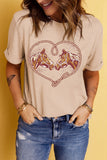 Khaki Rodeo Horse Graphic Western Cowgirl Fashion T Shirt Aaria Tees