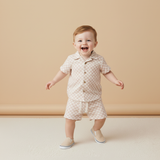 Organic Shirt & Shorts Set - Brick Checks - Aaria Tees Aaria Tees