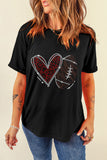Black Rhinestone Rugby Football Heart Shape Graphic T Shirt - Aaria Tees Aaria Tees