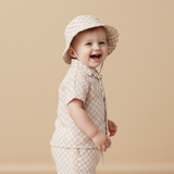 Organic Bucket Sun Hat - Brick Checks - Aaria Tees Aaria Tees