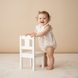 Organic Sleeveless Ruffle Bubble Romper - Blush Floral - Aaria Tees Aaria Tees