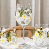 Painted Daisy Wine Glasses Aaria Tees