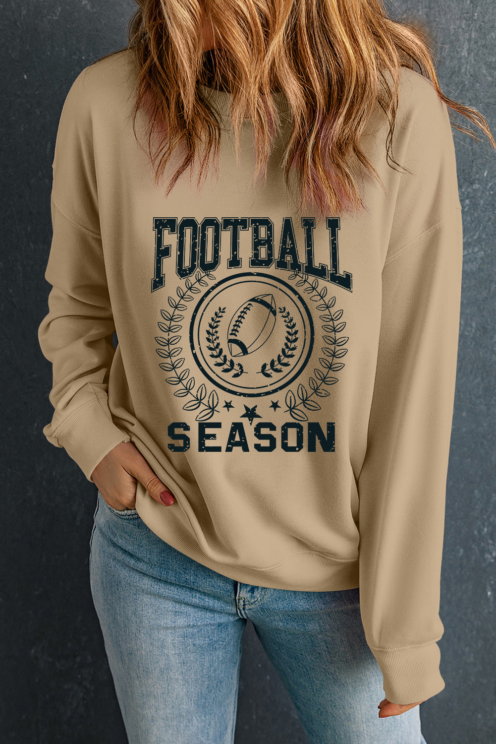 Khaki Rugby FOOTBALL SEASON Graphic Game Day Sweatshirt - Aaria Tees Aaria Tees